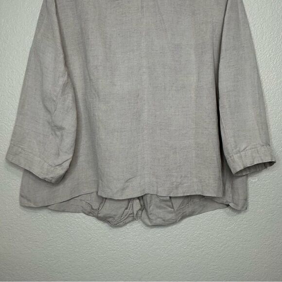 Lane Bryant Linen Blend Gray Ruffle 3/4 Sleeves Cardigan - Picture 7 of 11